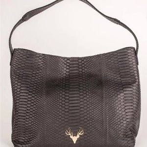 Taxidermy Leah Hobo Bag in Gray with Crossbody Strap